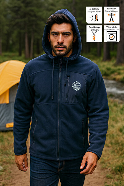 BESSA Men's Fleece Jacket - Tactical Outdoor Clothing with Hood, Zipper Pockets, Thermal Insulation
