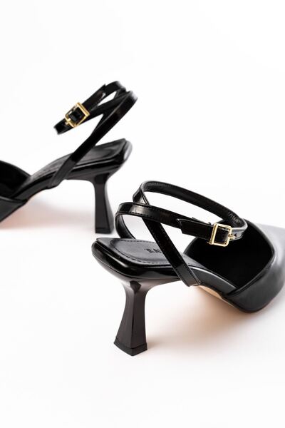 serkanseyyid ST-004 Siyah Rugan Günlük 7 cm Topuklu Ayakkabı