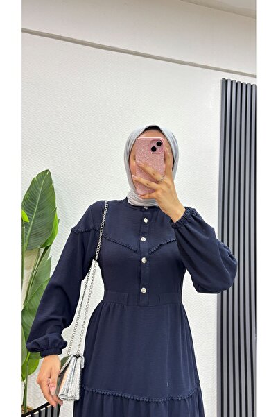 BURCU TESETTÜR Dantelli Önü Patlı Elbise 1155