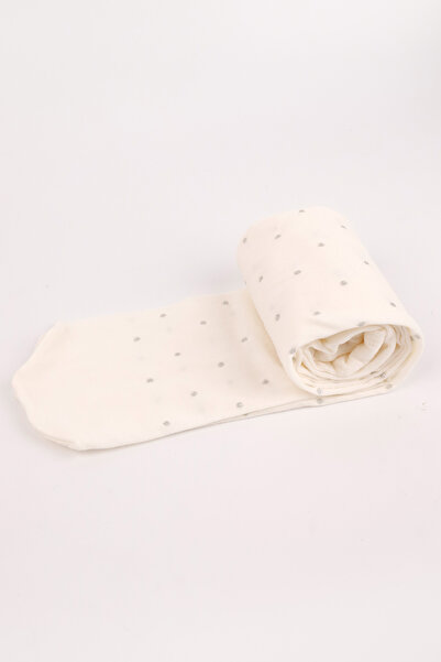 Le Mabelle Girl's Ecru Glitter Banana Socks - Polka Dot