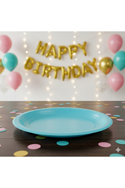 Deniz Party Store Mavi Plastik Kullan At Tabak 25 Adet 22 Cm