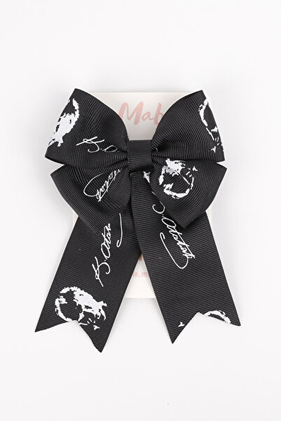 Le Mabelle Black Atatürk Printed Girl's Clip Buckle