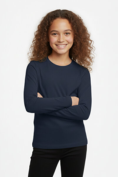 MK Mukko Kids Kız Erkek Çocuk Lacivert/indigo Renkli Basic Mevsimlik Uzun Kol...