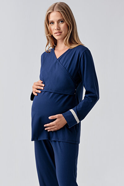 Artış Long Sleeve Flexible Cotton Maternity Pajama Set