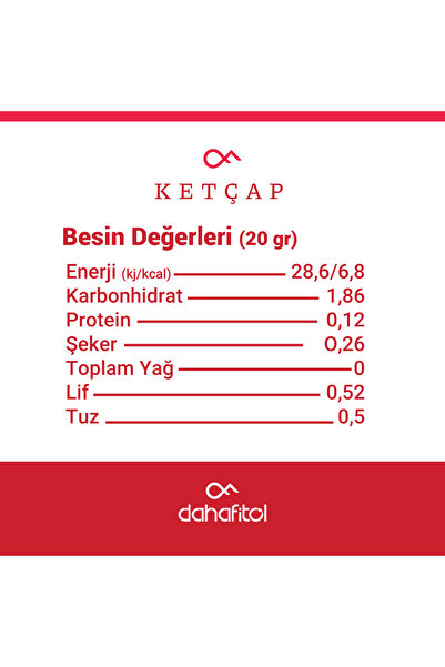 Dahafitol Şekersiz Ketçap 450 gr
