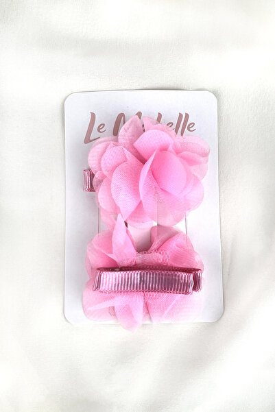 Le Mabelle Pembe 2'li Tül Çiçek Kız Çocuk Klips Toka Set