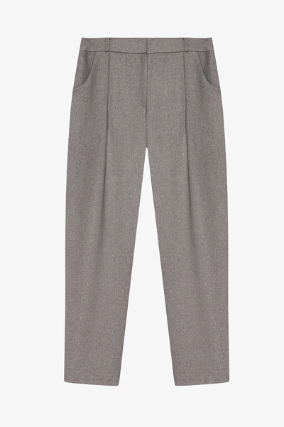 Quzu High Waist Pleated Carrot Pants Gray
