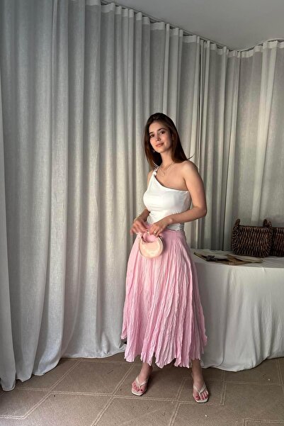 lizge giyim KIRIŞIK GÖRÜNÜMLÜ UZUN ETEK