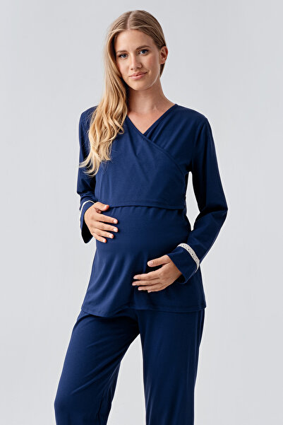 Artış Long Sleeve Flexible Cotton Maternity Pajama Set