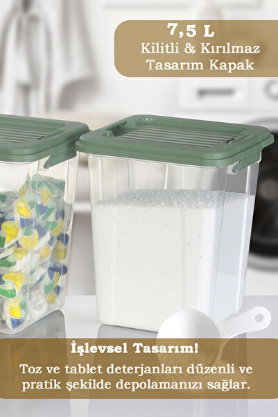 MOİ 2-Piece Organizer Box 7.5L Grain and Food Container with Locking Lid Organizer Detergent Holder Storage Box