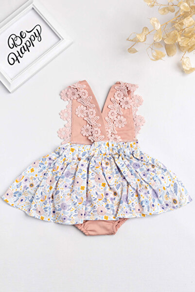 Le Mabelle Maria Baby Romper - Dried Rose and Lacy Shoulder Detail