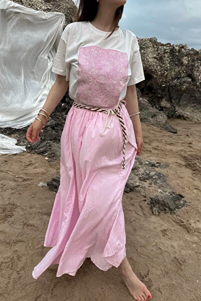 lizge giyim ÖRGÜ KEMERLİ KRAŞLI ETEK