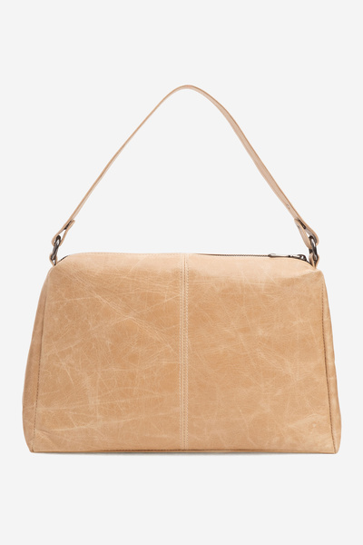 Dericlub Dericlub Avanos Women's Single Strap Hand and Shoulder Bag Real Leather Beige