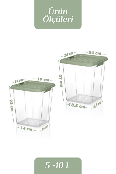 MOİ Set of 2 5-10L Locking Lid Storage Box Detergent Container - Flour Grain Food Storage Container Organizer Box