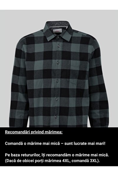 s.Oliver Long sleeve shirt, big size men, plaid print and Regular fit cut, s.Oliver Big Sizes, Dark green