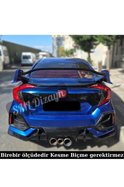 SML Dizayn Civic Fc5 Typer Yüksek Spoiler Spoyler Kanat Boyasız 2016-2021 Plastik 3 Parça