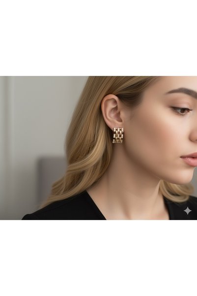 bettin tasarım Xuping Stainless Zircon Stone Mesh Model Women's Earrings