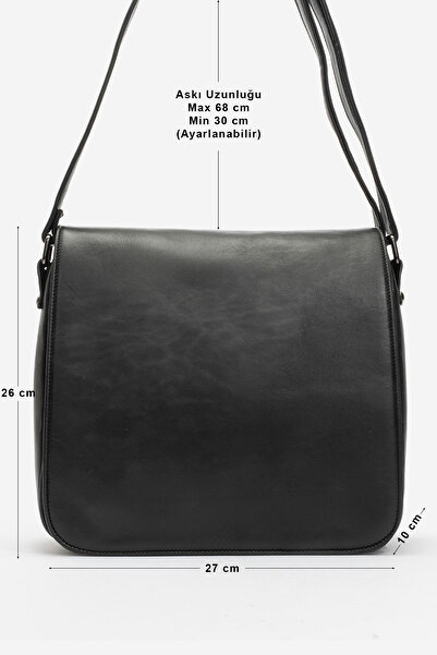 Dericlub 2070 Model - Real Leather Black Women's Crossbody Bag