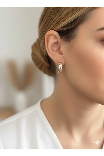 bettin tasarım Xuping Paslanmaz Zirkon Taşlı Kadın Çelik Küpe