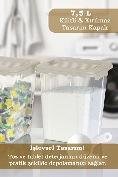 MOİ 4-Piece Organizer Box 7.5 L Flour Grain Food Container Organizer with Locking Lid Detergent Holder Storage Box