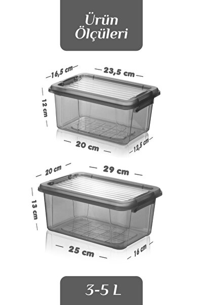MOİ Set of 2 Flour Legumes Food Container with Locking Lid - Multi-Purpose Organizer Detergent Storage Box 3L-5L