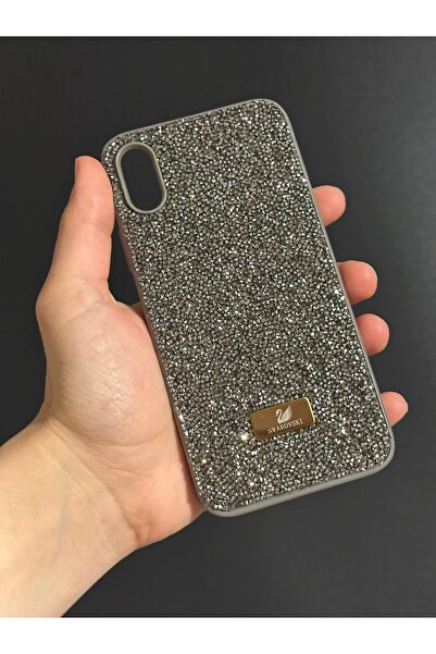 HYPERSOFT Iphone X (5.8 inç) Uyumlu Telefon Kılıfı Parlak Pırlanta Taşlı Elma...