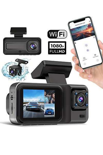 RADOON 1080P 3 Adet WİFİ Ön Arka iç Geniş Açılı Sürüş Kaydedici 2İnç Ekranlı ...