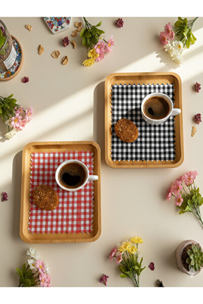 senmasy Senmay Mixed Color Breakfast Side/ Coffee Side Presentation Napkin/2-Piece Set Red Black