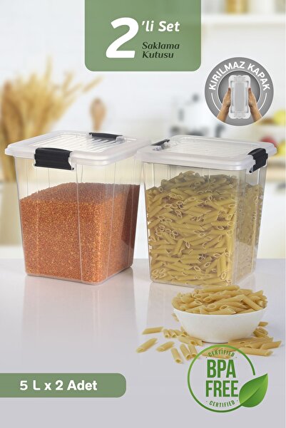MOİ 2-Piece Organizer Box 5L Grain Storage Container - Organizer with Locking Lid Detergent Holder Storage Box