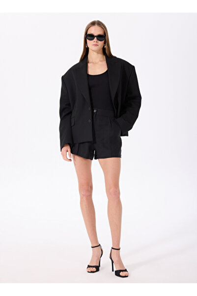 Fabrika Standart Bel Relaxed Siyah Kadın Şort F5SL-SHT0316