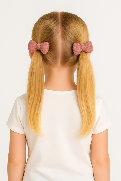 Motebarn Wear Дівчача гумка з блискітками та бантиком, 2 шт., рожева