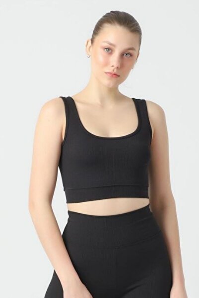 kallima سترة علوية قصيرة رياضية برقبة على شكل حوض سباحة باللون الأسود