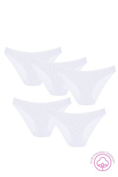 Newlilla 1501 Heart, 100% bumbac, 5 piese, pachet de chiloți bikini pentru femei 1501-v1
