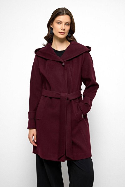 Olcay Hooded Punto Stitch Detailed Coat A.Murdum 3102