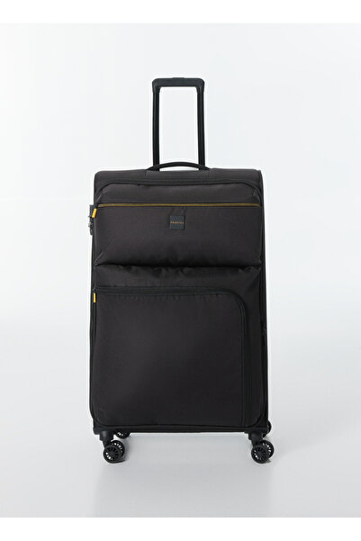 Fabrika Siyah 78x46x30 cm Büyük Boy Çekçekli Kumaş Valiz 02