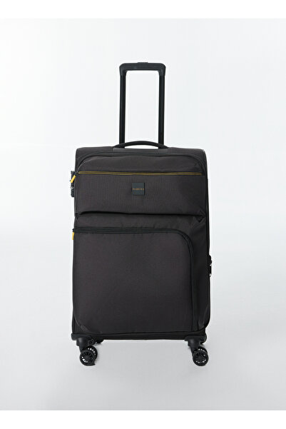 Fabrika Siyah 67x41x26 cm Orta Boy Çekçekli Kumaş Valiz 029