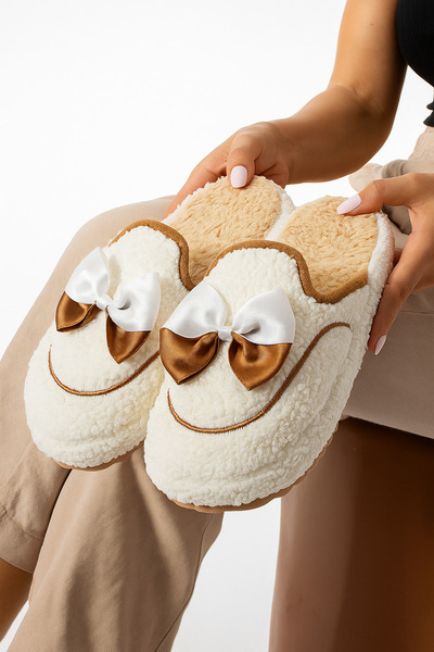 StWenn Papuci de casă drăguți cu panglică, anti-alunecare, cu talpă ușoară, papuci de casă de iarnă