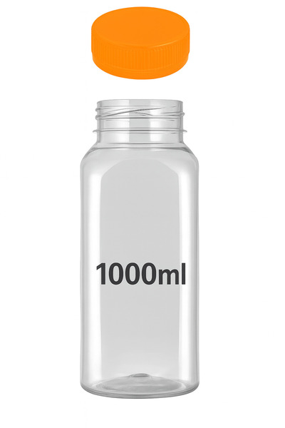 alenked 6 Pieces 1000 ml Smoothie Detox Bottle Transparent Plastic Leakproof Orange Cover with Corners