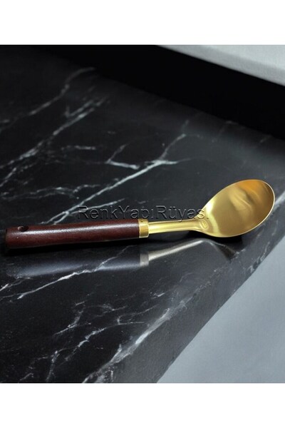 RENK YAPI RÜYASI 29 cm Gold Serving Spoon Presentation Scoop Steel Stainless Salad Spoon Spoon Scoop