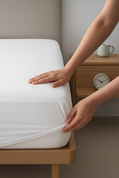 SUVAY White Single/Double 100% Cotton Elastic Combed Bed Sheet