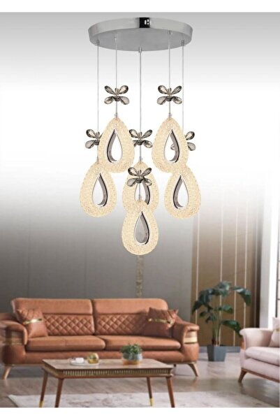Marsel Lighting YAGMUR Model 6'lı Krom 3 Renk Modu Ledli Kristal Taşlı Modern...