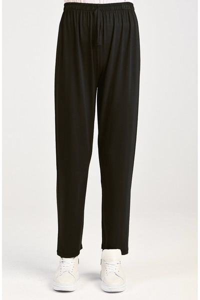 FRESCO SCARFS Pantaloni de pijama din bumbac din viscoză subțire de vară cu buzunare din bumbac pieptănat negru