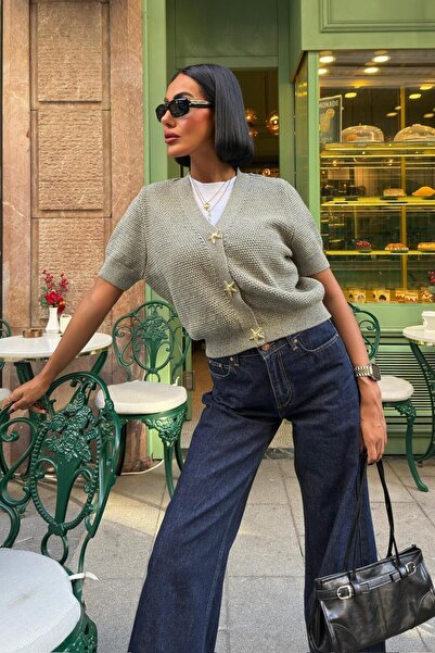 Lijuri Asterya gold buttoned knit cardigan 5182