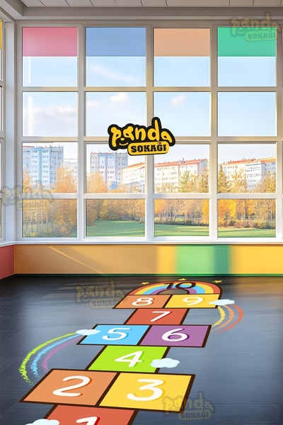 PANDA SOKAĞI Educational Hopscotch and Rainbow and Clouds Fun Sticker Set for...