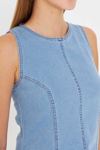 armonika Kadın Açık Mavi Vücuda Oturan Denim Kloş Elbise ARM-25Y001088