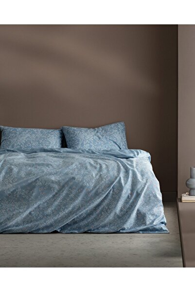 Madame Coco Emele Doppeltes Bedrucktes Bettbezug-Set aus Baumwolle - Blau