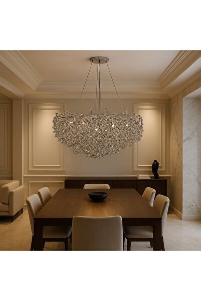 qwell Modern Crystal Chandelier - Silver, Black & Transparent