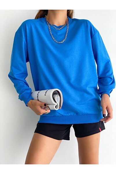 Fav Style Hanorac oversize cu două fire pentru damă Saks Blue