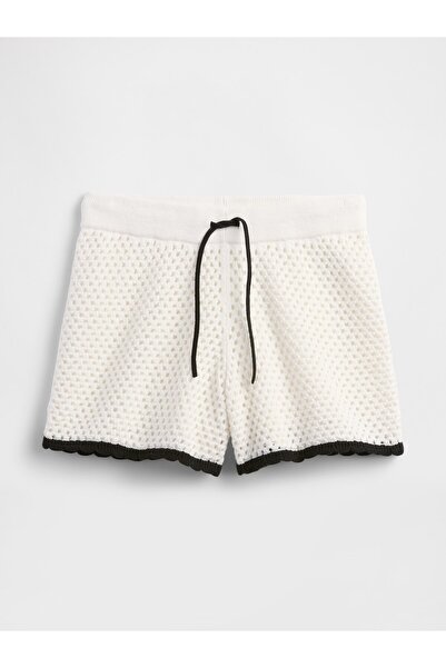 GAP Kadın Beyaz Kroşe Şort