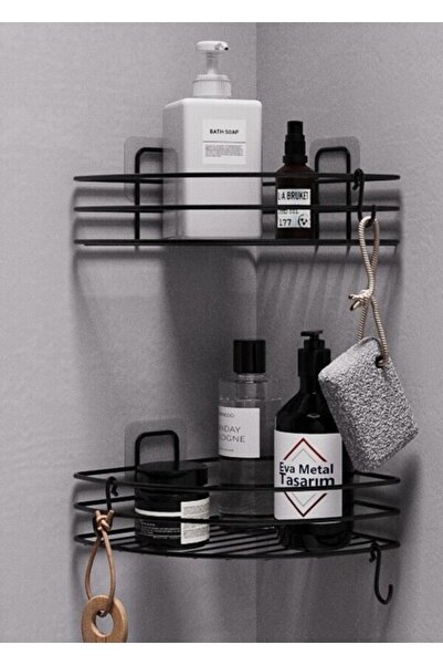 EVA METAL TASARIM Yapışkanlı 2 li set Banyo Köşeliği Köşe Rafı Duş Şampuanlık...